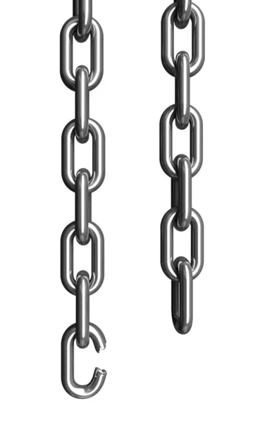 白い背景に隔離された金属鎖の3Dレンダリング — ストック写真