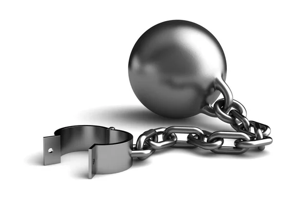 Render Vintage Metalic Ball Chain Open Shackle White Background — Stock Photo, Image