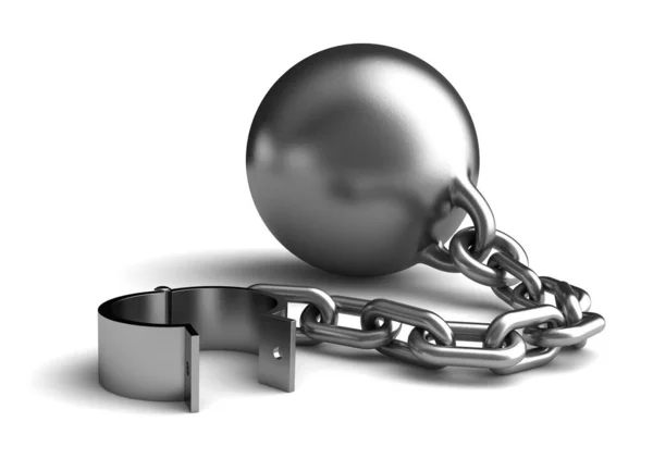 Render Vintage Metalic Ball Chain Open Shackle White Background — Stock Photo, Image