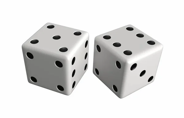 Render White Dices Isolated White Background — Stock Photo, Image