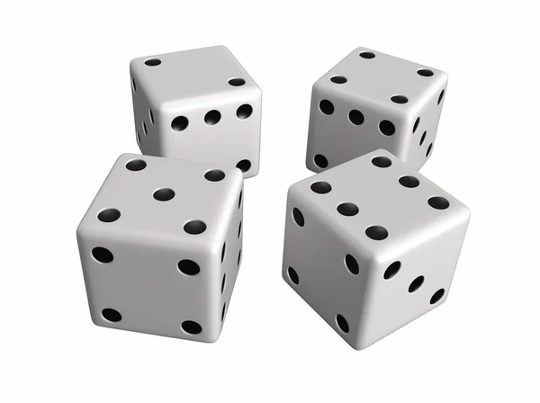 Render White Dices Isolated White Background — Stock Photo, Image