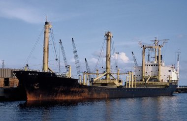 Kargo gemisi demirledi