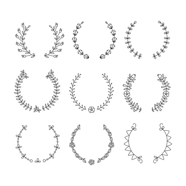 Collection of handdrawn laurels — Stock Vector