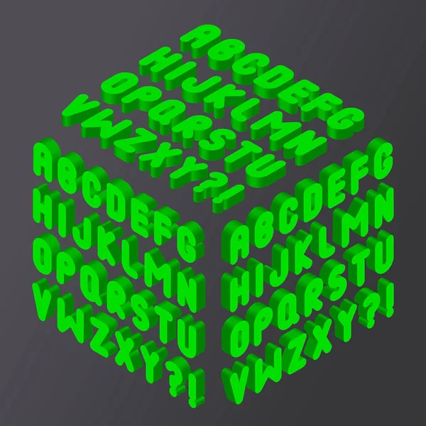 Font 3d della bolla verde . — Vettoriale Stock