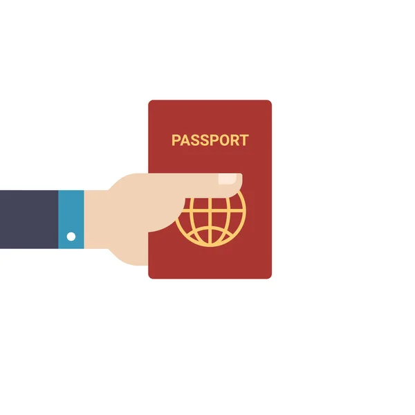 Χέρι Κατέχουν Διαβατήριο Επίπεδη Στυλ Εικονογράφηση Διάνυσμα — Διανυσματικό Αρχείο
