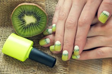 kiwi art manicure clipart