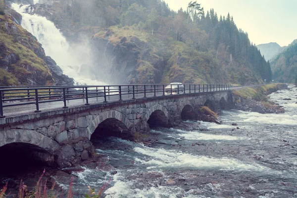 View Bridge Latefossen Waterfall Norway — Stock Photo, Image