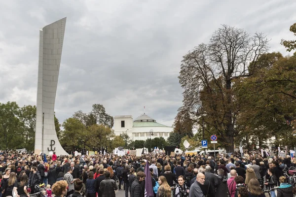 Women Black Protest in Warsaw — Stock Photo, Image