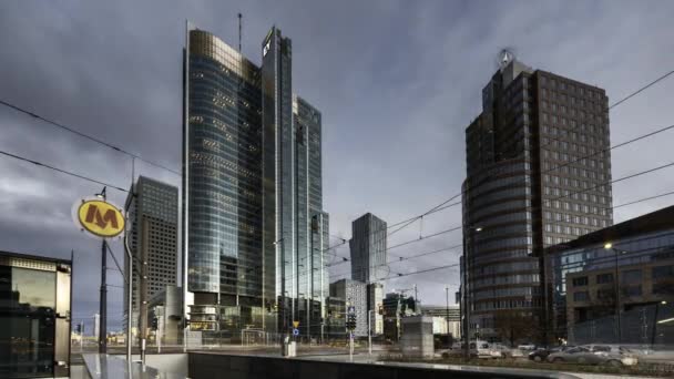 Varşova Finans Merkezi timelapse — Stok video