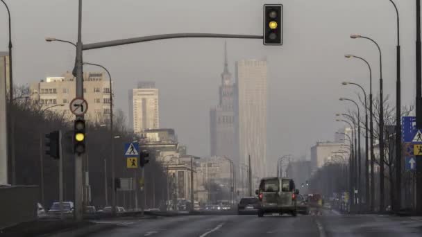 Financial district of Warsaw time-lapse — Stock Video