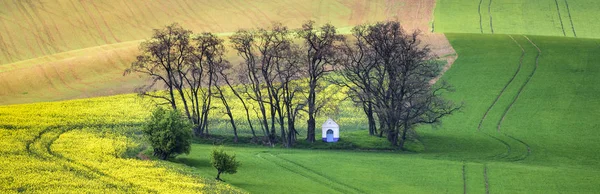 Panorama of the chapel st. Barbara on Moravian fields — Stock Photo, Image
