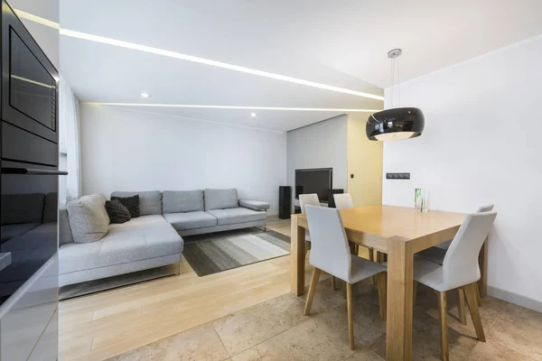 Modern oturma odası ve mutfak — Stok fotoğraf