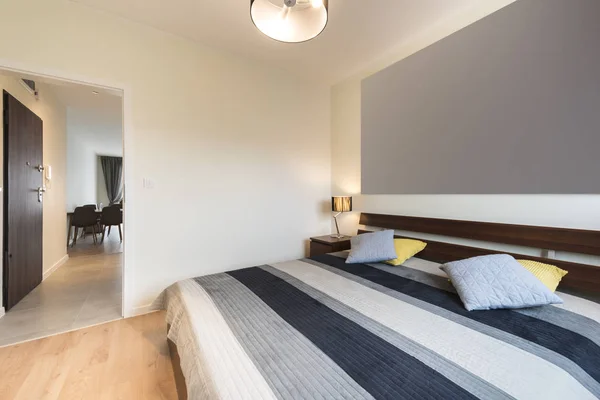 Modern bedroom in beige finishing — Stock Photo, Image