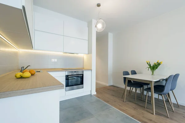 Modern kitchen interior design in white color — Stock Photo, Image