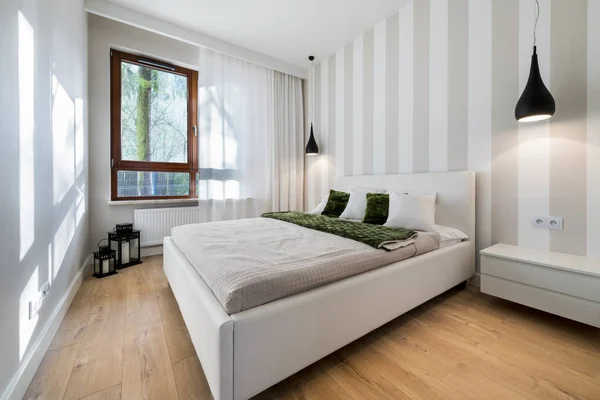 Modern bedroom in white finishing — Stock Photo, Image