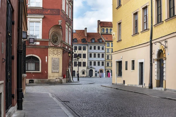 Empty Old Town Square Warsaw Covid Epidemy Time — Stock Photo, Image