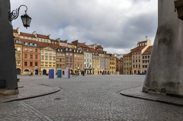 Empty Old Town Square Warsaw Covid Epidemy Time — Stock Photo, Image