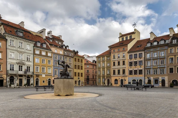 Empty Old Town Square Warsaw Covid Epidemy Time — Stock Photo, Image