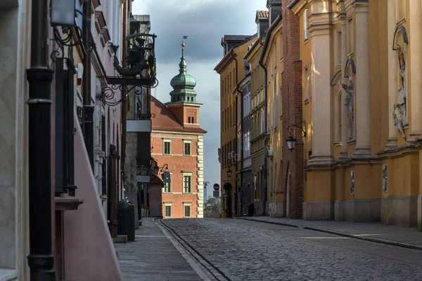 Королевский Замок Пустом Старом Городе Варшаве Время Эпидемии Covid — стоковое фото