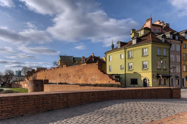 Empty Old Town Defence Wall Warsaw Covid Epidemy Time — Stock Photo, Image