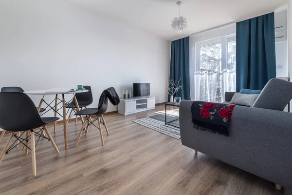 Modern living room with with scandinavian design furniture.