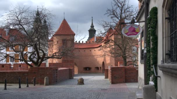 Warsaw Poland Mars 2020 Tomt Barbican Gamla Stan Warszawa Covid — Stockvideo