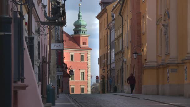 Warsaw Polonia Marzo 2020 Calles Vacías Del Casco Antiguo Varsovia — Vídeo de stock