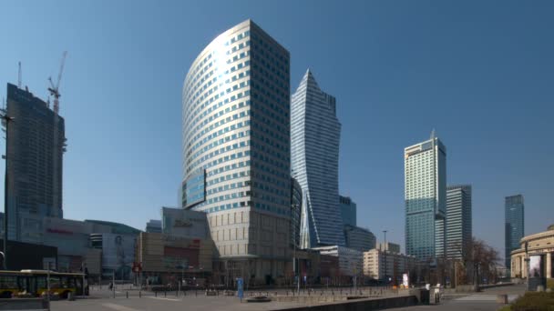 Varşan Poland Mart 2020 Covid Salgını Sırasında Varşova Şehir Merkezi — Stok video