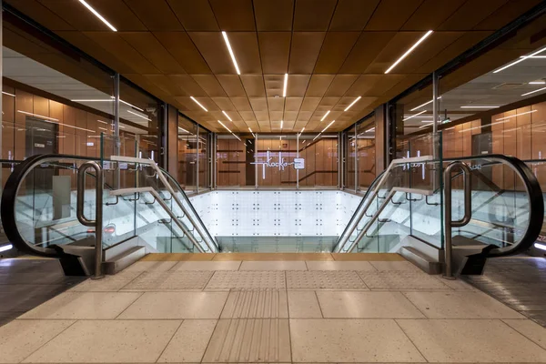 Warsaw Polen April 2020 Gloednieuw Metrostation Plocka Aan Westelijke Uitbreiding — Stockfoto