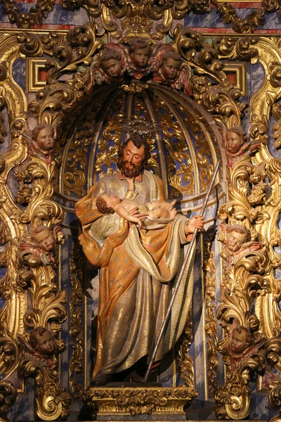萨拉曼卡新大教堂里的圣约瑟夫的雕像 — 图库照片