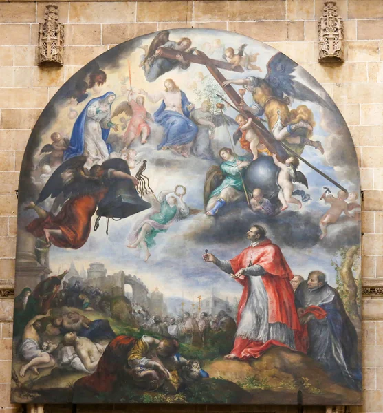 Plague in Milan with Carolus Borromeus - Painting in Salamanca C — Stock Photo, Image
