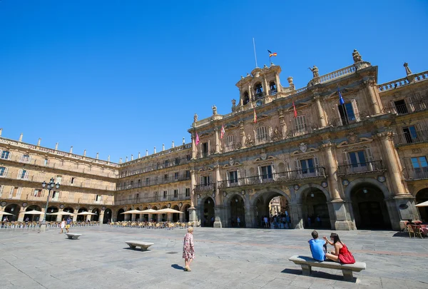 De Plaza Mayor in Salamanca, Spanje — Stockfoto