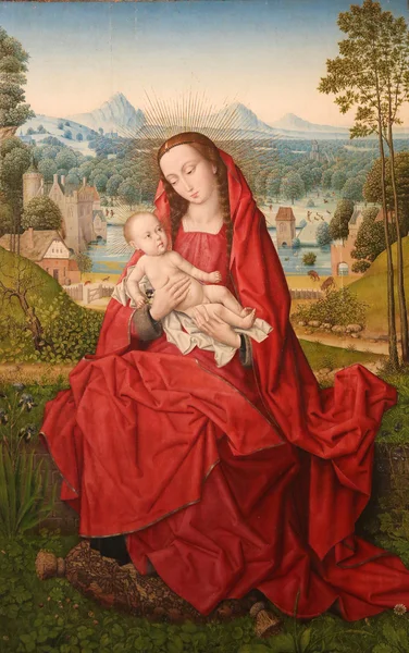 Madonna e Criança, pintura de Hans Memling na Catedral de Burgos — Fotografia de Stock