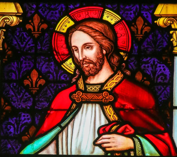 Jesus Christ - Stained Glass in Mechelen Cathedral — Stock Photo, Image