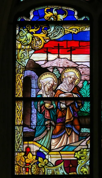 Gebrandschilderd glas - Maria Magdalena en Maria van Kleopas — Stockfoto