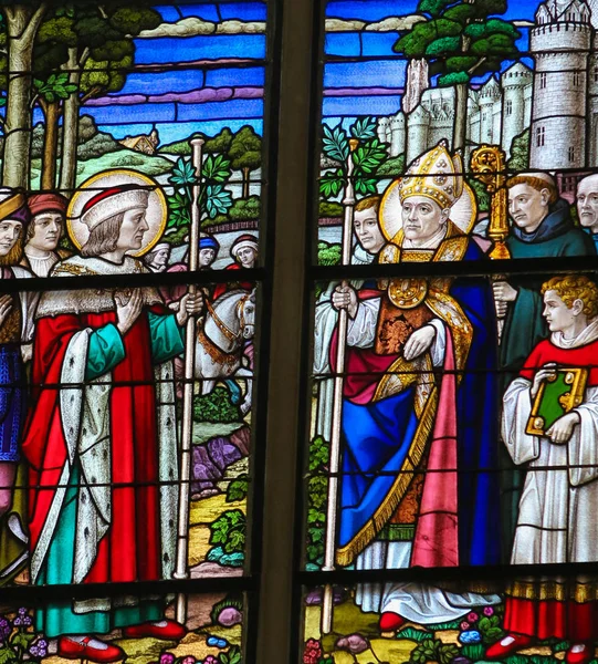 Glasmålningar i Mechelen domkyrka — Stockfoto