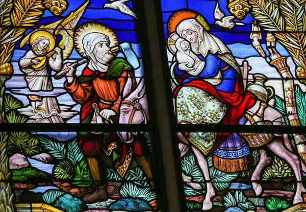 Flight to Egypt - Stained Glass — Stock Photo, Image