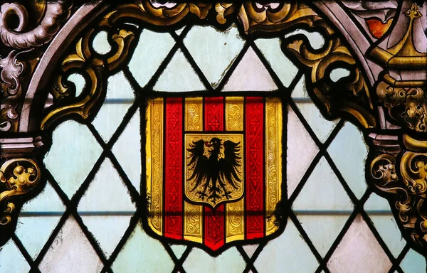 Wapen van Mechelen - gekleurd glas — Stockfoto