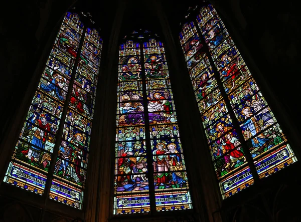 Kehidupan Yusuf Kaca Bernoda di Katedral Mechelen — Stok Foto