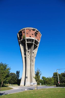 Damaged water tower in Vukovar, Croatia clipart