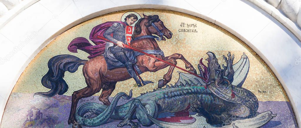 Mosaic of Saint George at the Church of Saint Sava in Belgrade