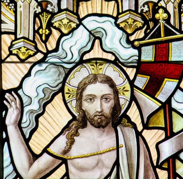 Stained Glass - Resurrection of Jesus — Stock Photo, Image