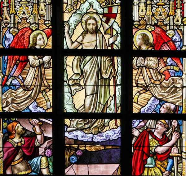 Stained Glass - Resurrection of Jesus — Stock Photo, Image