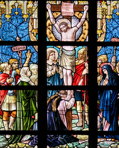 Stained Glass - Jesus on the Cross — Stock Photo, Image