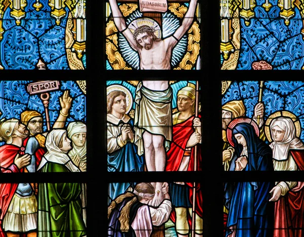 Stained Glass - Jesus on the Cross — Stock Photo, Image