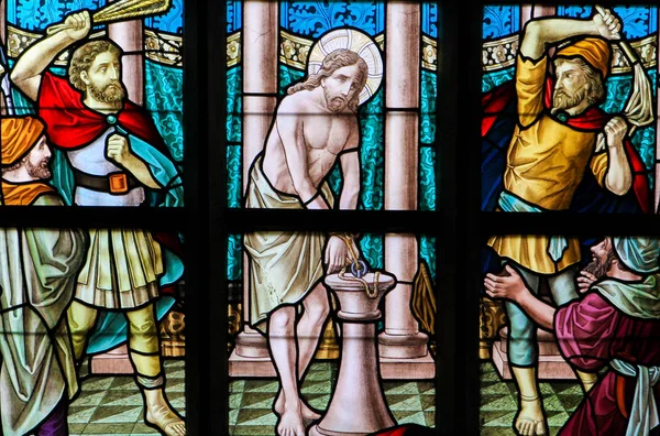 Stained Glass - Flagellation of Jesus — Stock Photo, Image