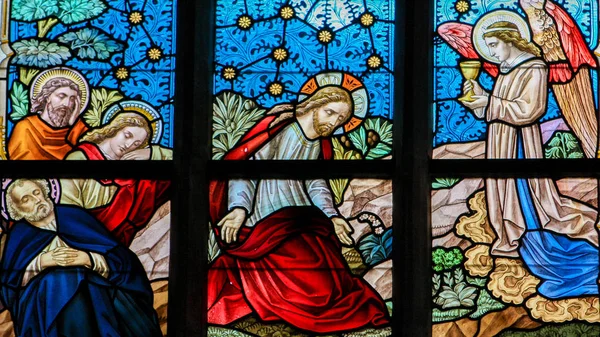 Målat glas - Jesus i Getsemane — Stockfoto