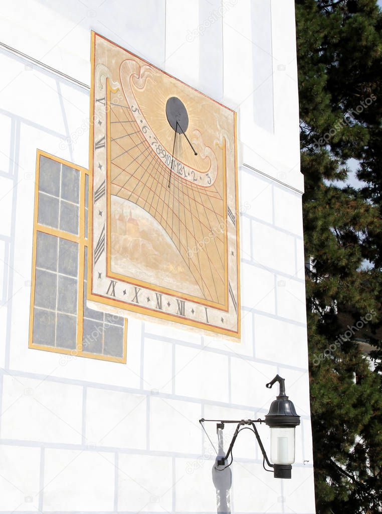 Sundial in Cesky Krumlov, South Bohemia, Czech Republic