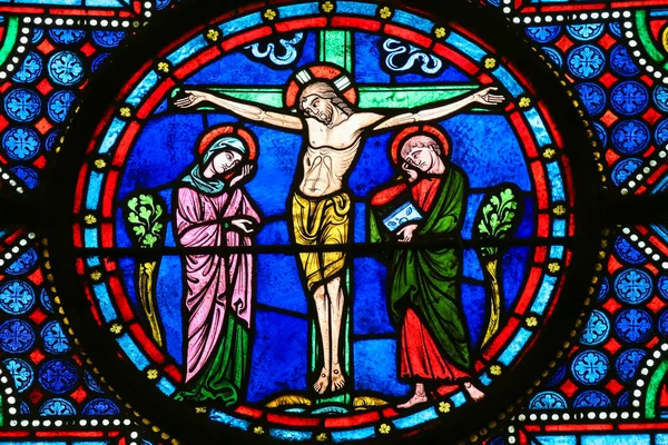 Stained Glass - Jesus on the Cross — Stock Photo, Image