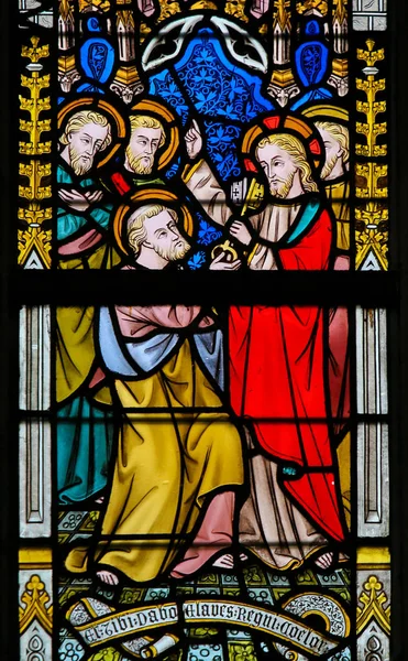 Stained Glass - Jesus and Saint Peter — Stock Photo, Image